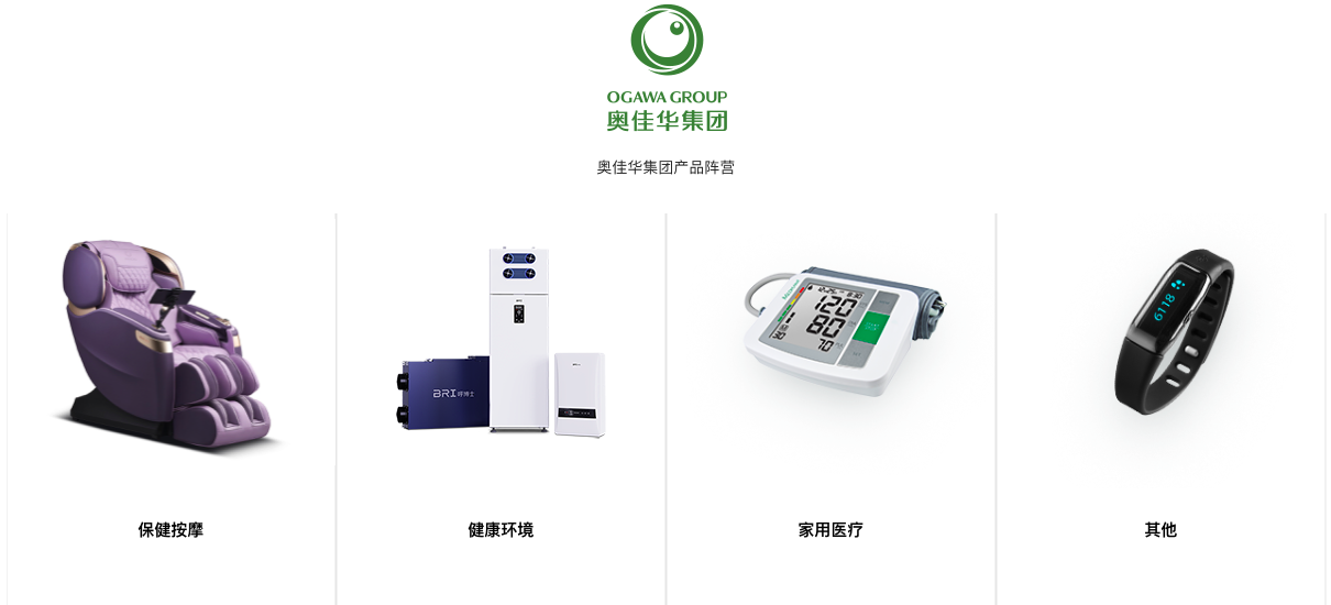 奧佳華旗下產品。圖片來源:奧佳華官網