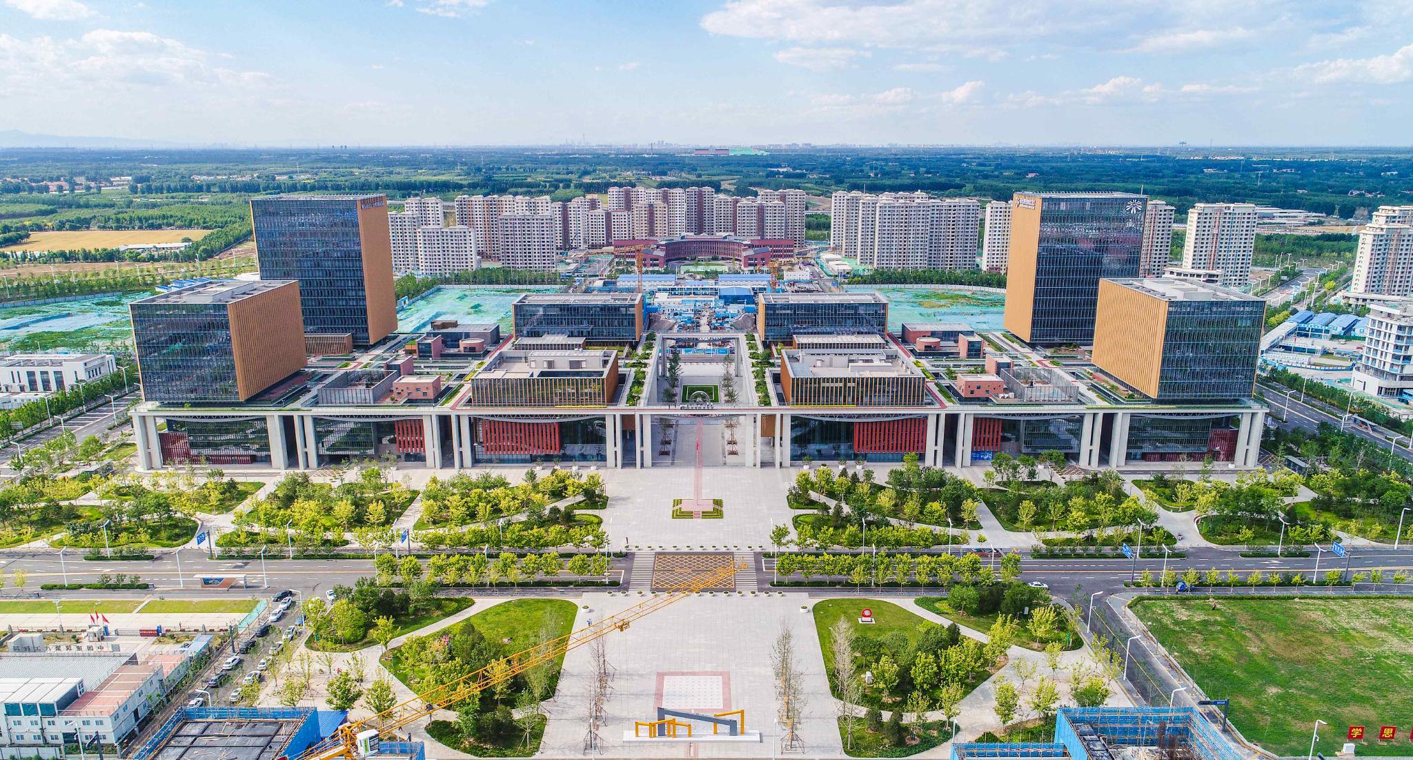 北京大兴国际机场临空经济区(廊坊)国际现代商贸物流cbd航拍图.