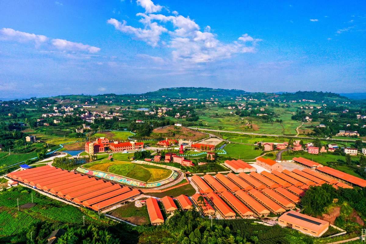 航拍广安区石笋镇万头湖羊养殖基地.张国盛 摄