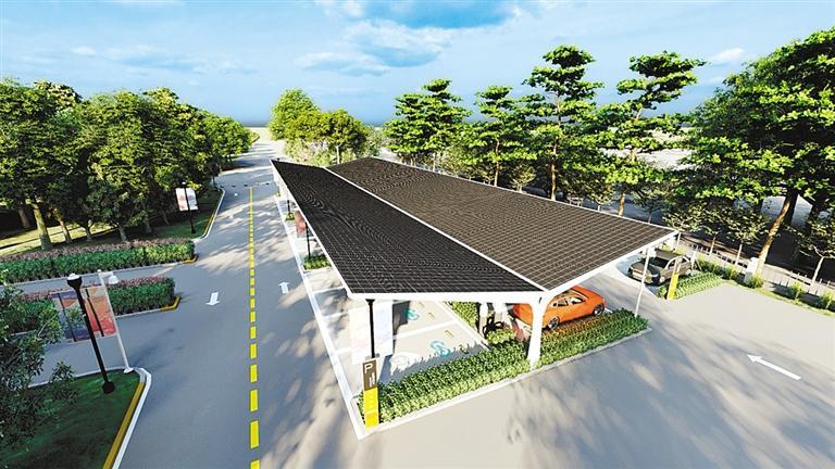 泾河新城产业孵化中心"光储充放"智能示范充电站效果图.