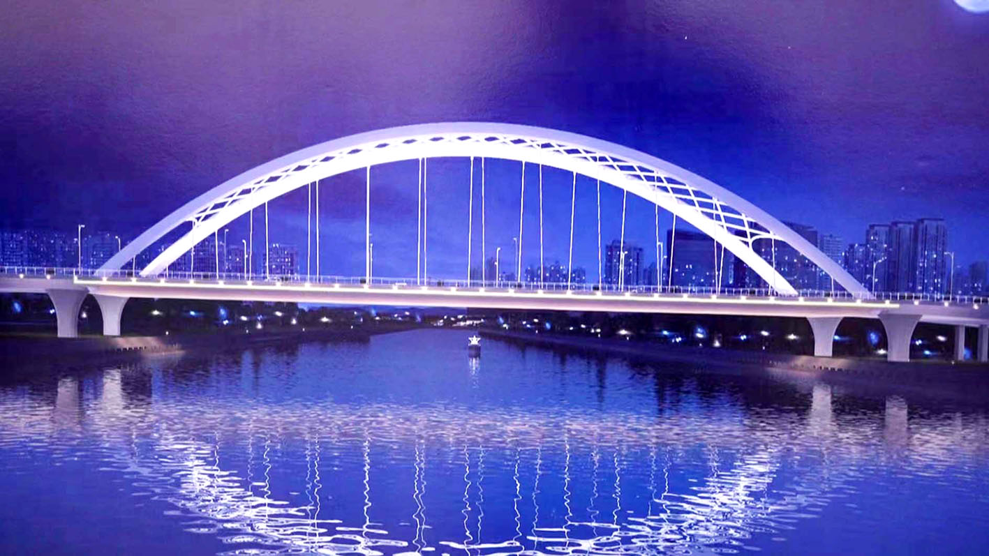 二里桥路跨京杭运河大桥效果图.