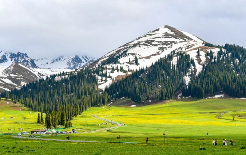 游客在位于新疆新源县的那拉提旅游风景区观光 / 王菲 摄