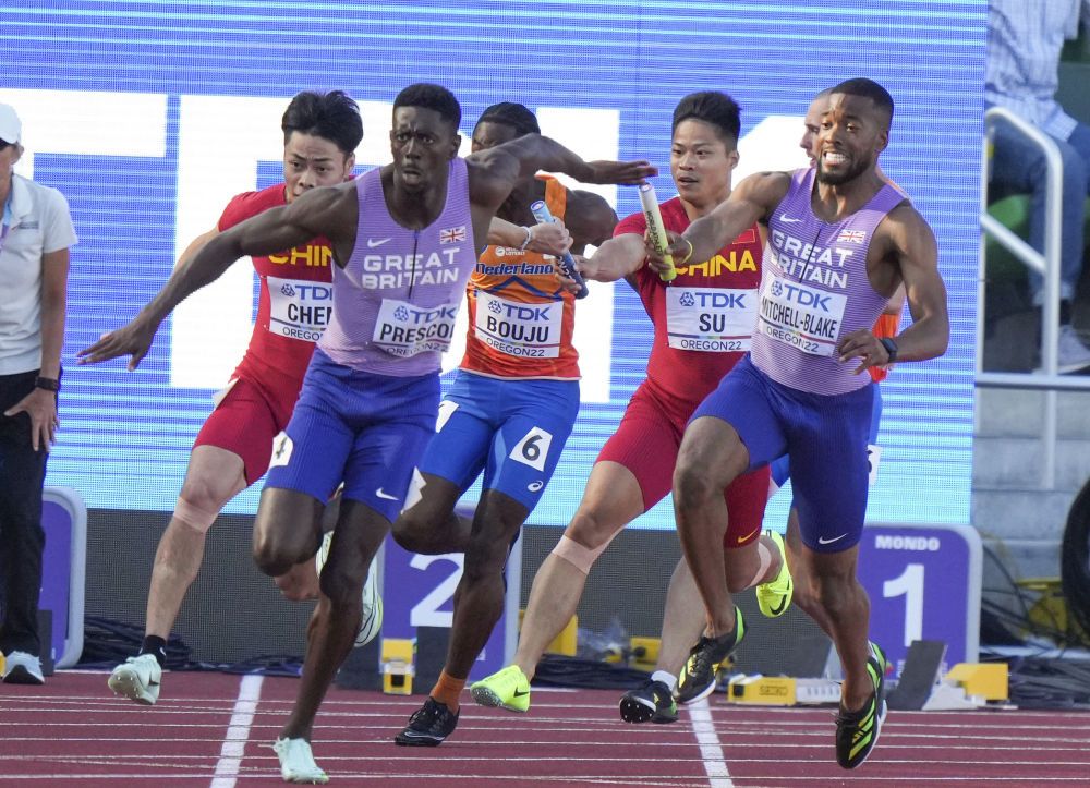 在美国俄勒冈州尤金市举行的2022世界田径锦标赛男子4x100米接力预赛