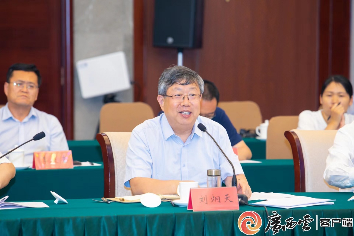 中国工程院院士,郑州大学教授刘炯天在会上发言.广西科协供图