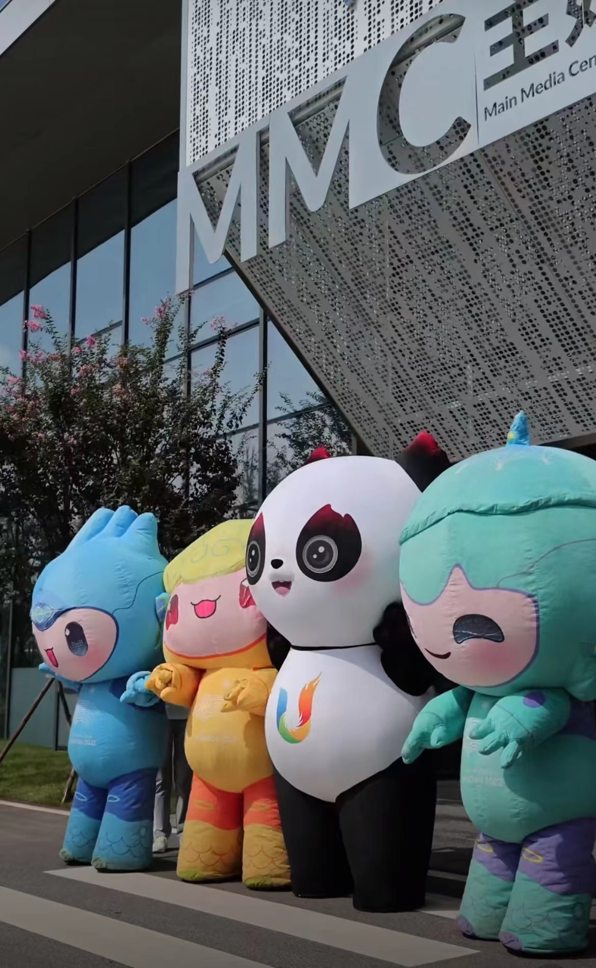 蓉宝与亚运会吉祥物琮琮,莲莲,宸宸 图片来源:杭州第19届亚运会官博