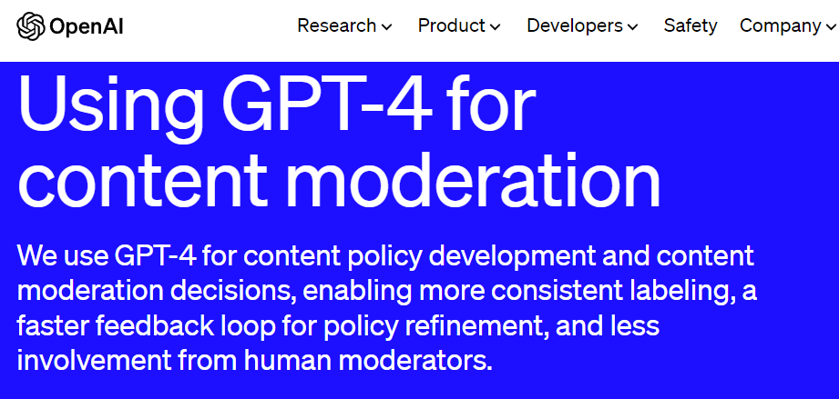 OpenAI公布基于GPT-4的内容审核系统