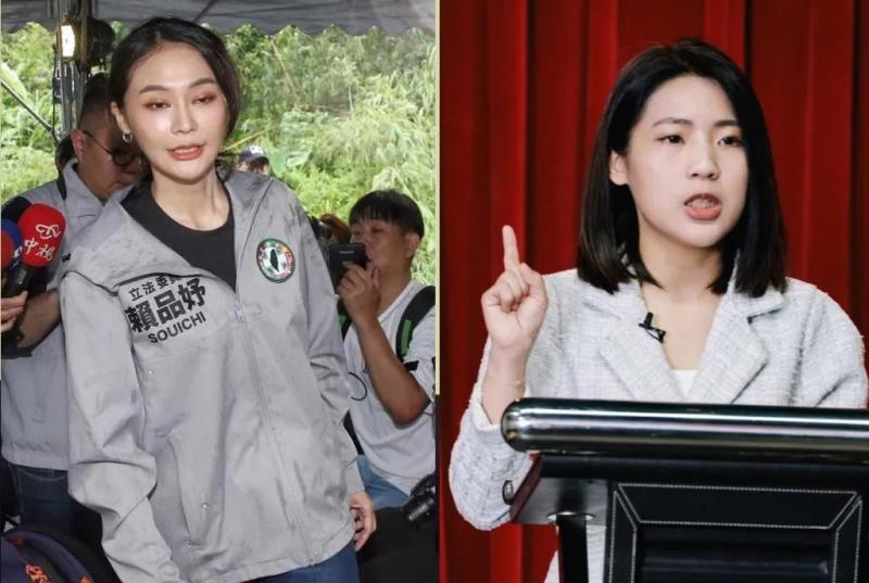 徐巧芯(右)透露,赖品妤(左)"反服贸"出名,但其父赖劲麟发起的台湾