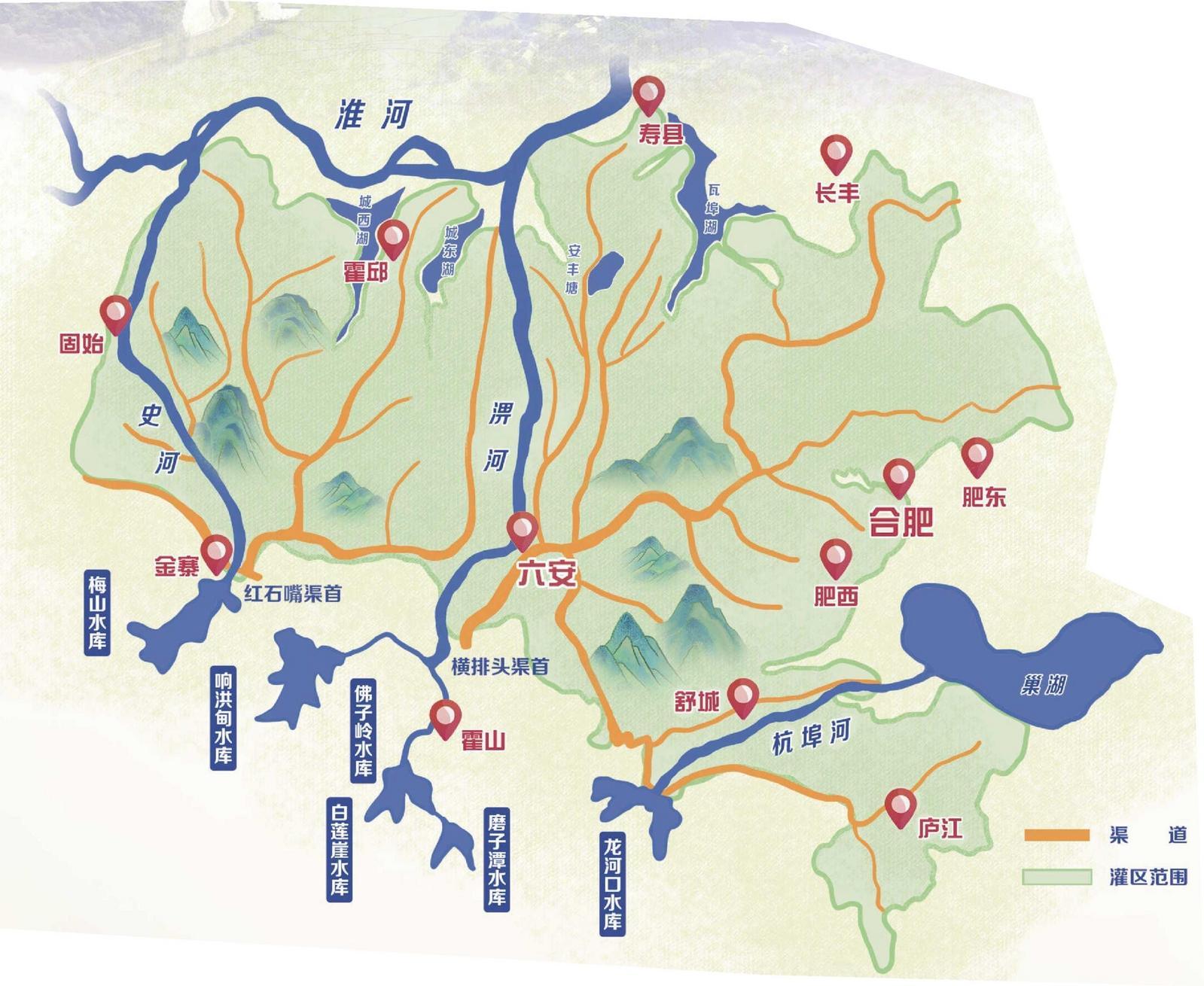 (淠史杭灌区示意图)