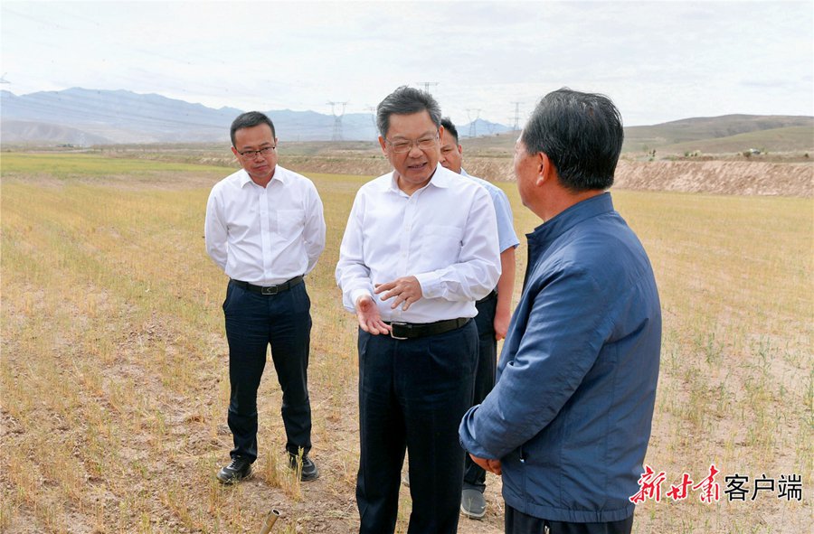 8月19日,省委副书记,省长任振鹤在兰州市永登县调研抗旱减灾工作.