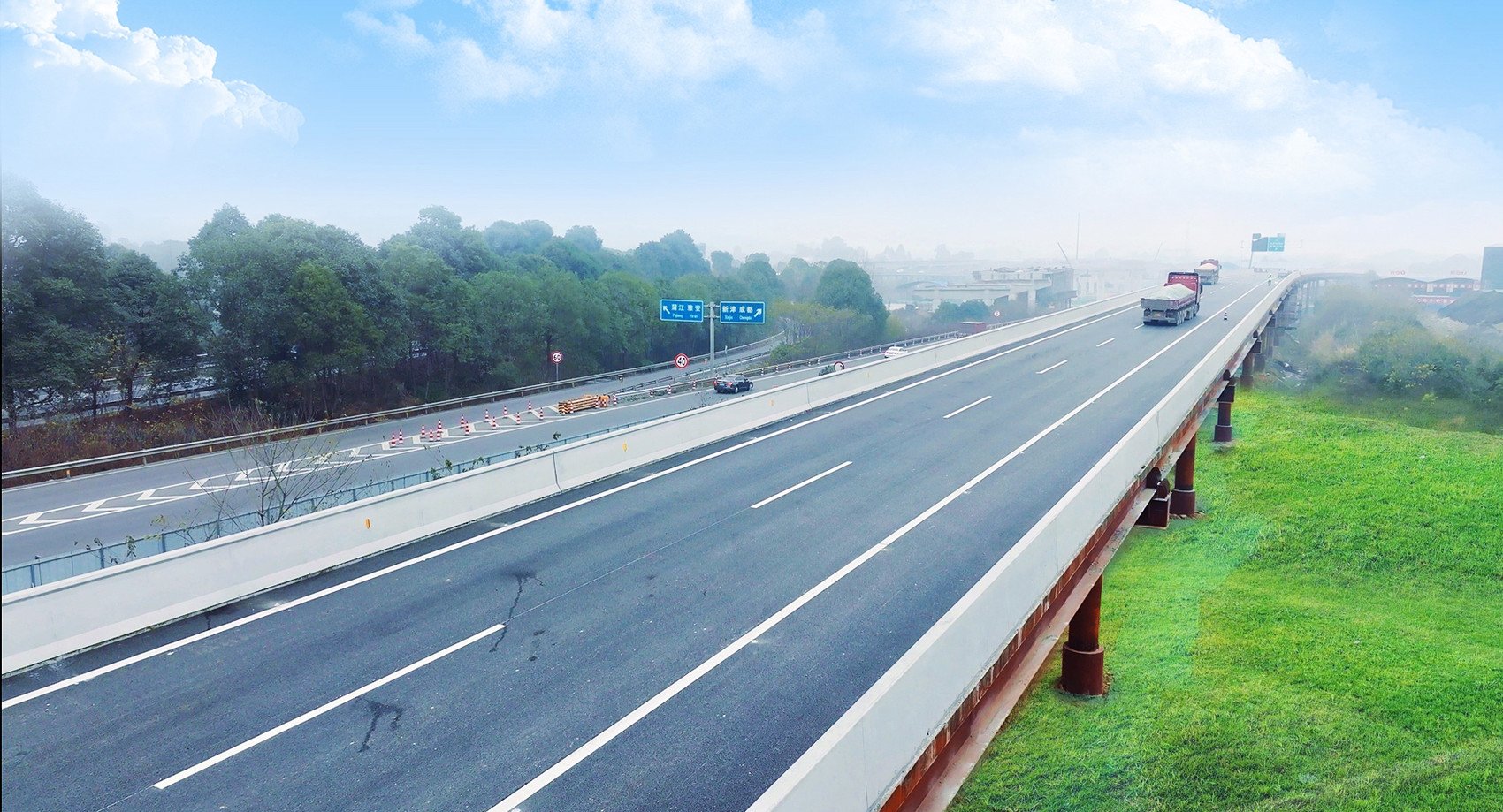 成乐高速公路扩容项目上已建成的科研桥.成乐高速公路公司 供图