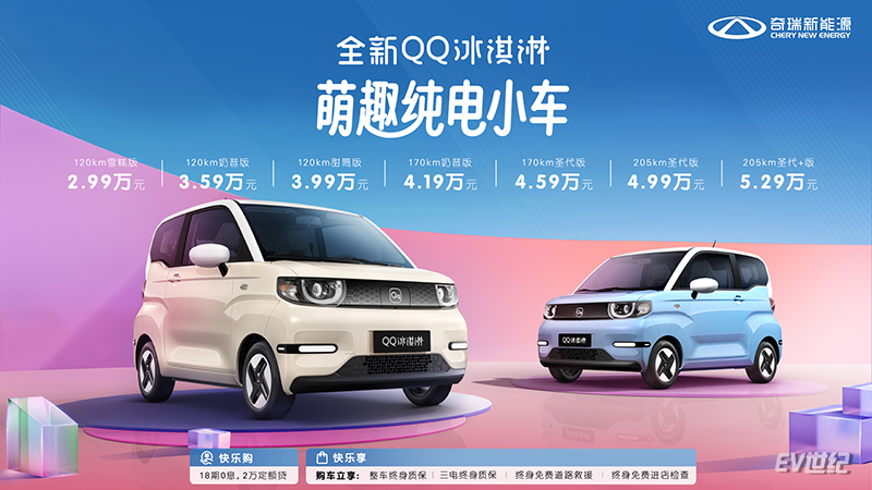 新增205km续航选择，全新QQ冰淇淋焕新上市2.99万元起