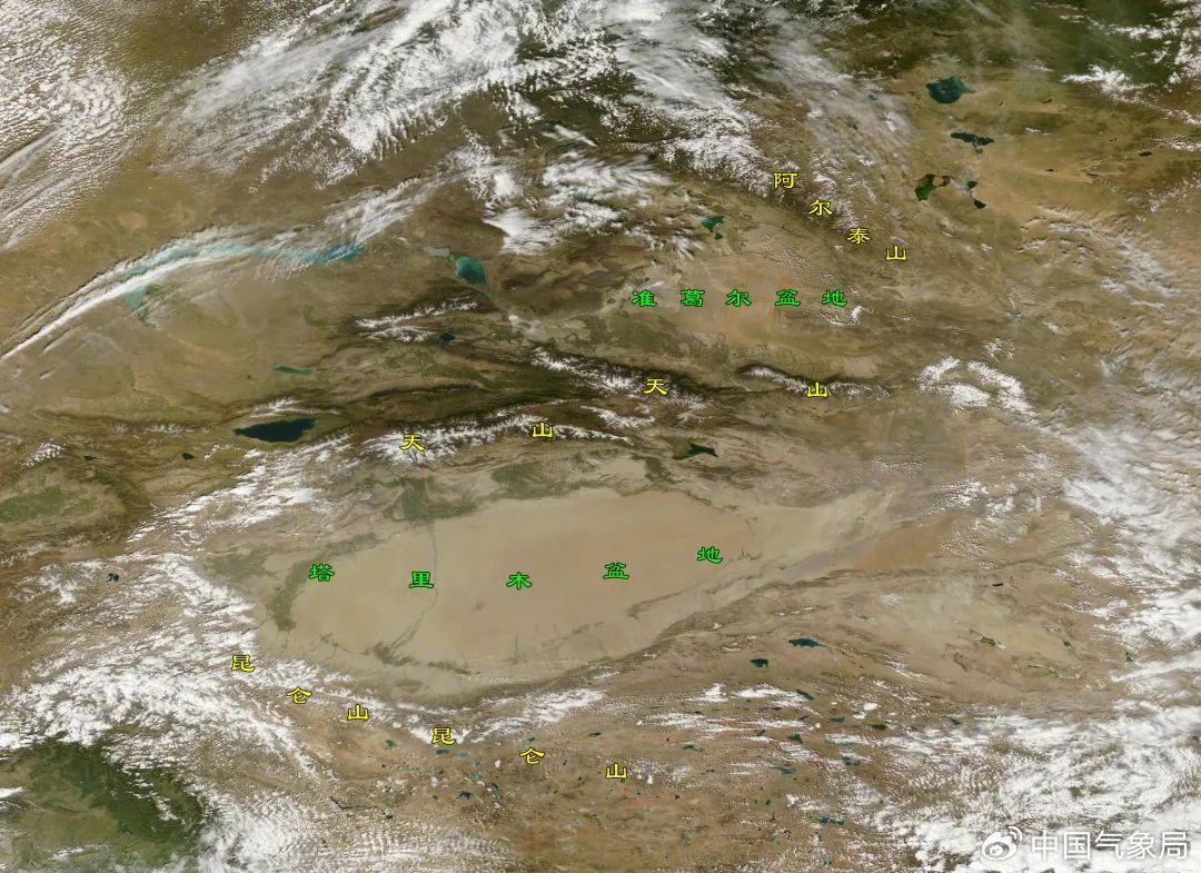 风云三号D星拍摄的新疆地形地貌 来源：国家卫星气象中心（国家空间天气监测预警中心）