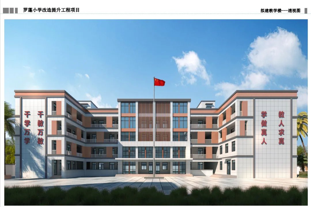 罗蓬小学改造提升工程位于罗蓬小学内,将新建教学楼,体育场,篮球场等.