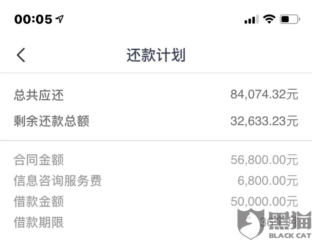 网络流传黑猫平台上关于宜人贷的投诉截图
