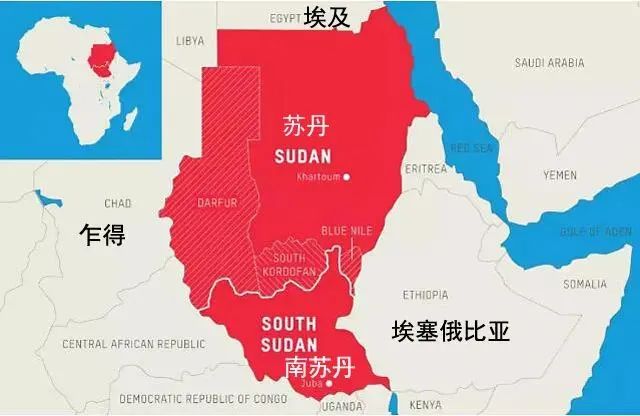 苏丹与南苏丹地理位置 图源:环球情报员