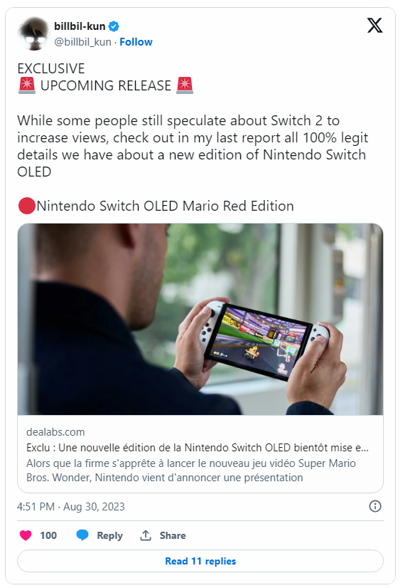 消息稱任天堂將發布馬里奧主題紅色版 Switch OLED 游戲掌機