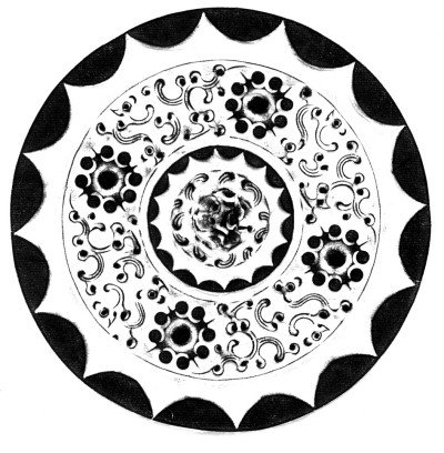 西汉博山钮星云纹凤鸟纹镜拓片