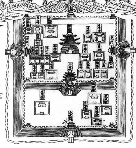 明代永安城图,上部居中即谯楼