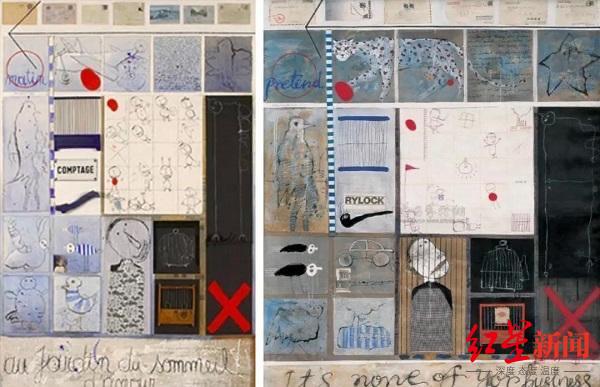 ▲左：比利时艺术家西尔万的作品 右：叶永青的作品