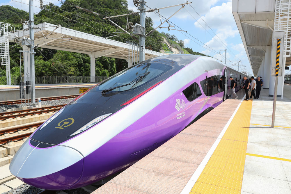 8月4日,乘客在高铁德清站搭乘复兴号亚运智能动车组列车.