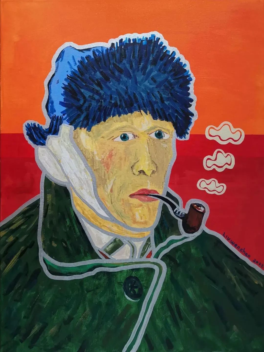 《云朵花—梵高的烟斗》 布面丙烯 2022年 80×60cm