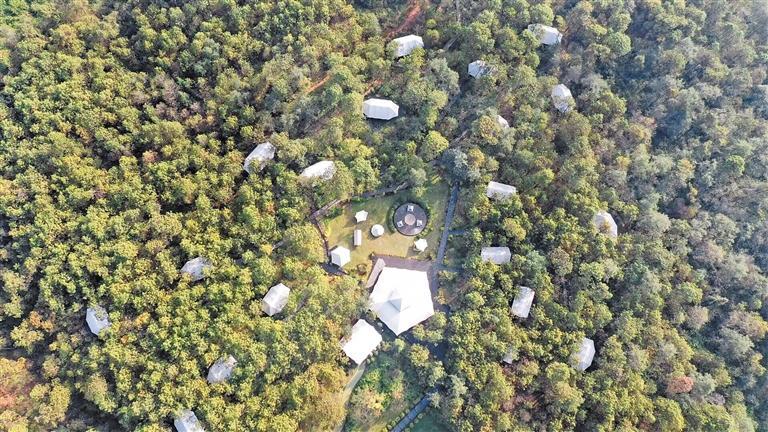 掩映在绿植丛中的兴仁市帝贝温泉度假村. 刘朝富 摄