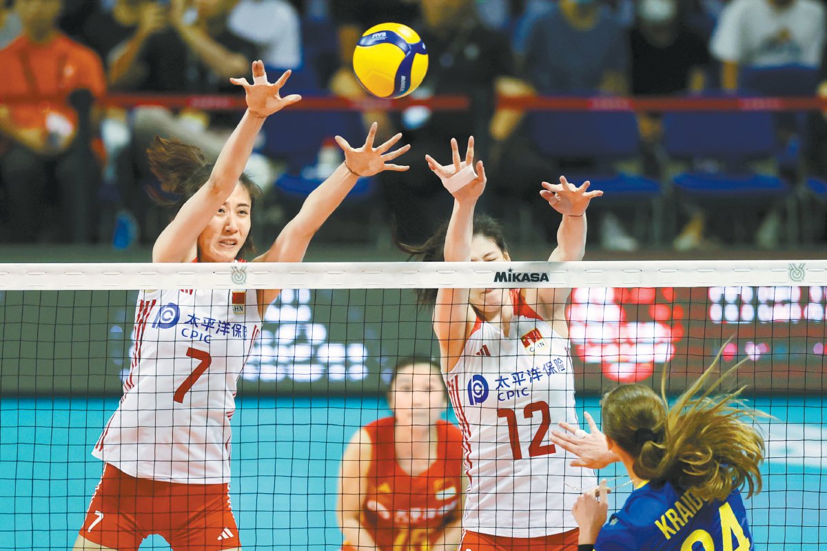 中国女排此役拦网得分高于对手.新华社图
