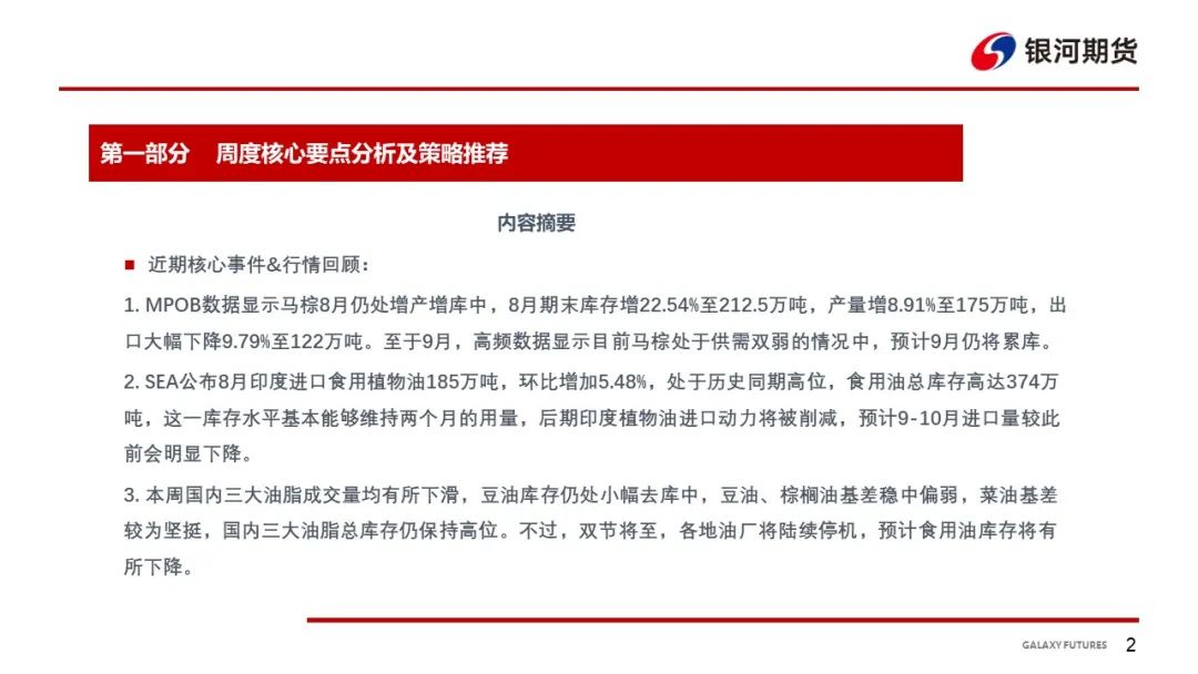 【油脂周报】双节将至油厂陆续停机，油脂震荡行情延续