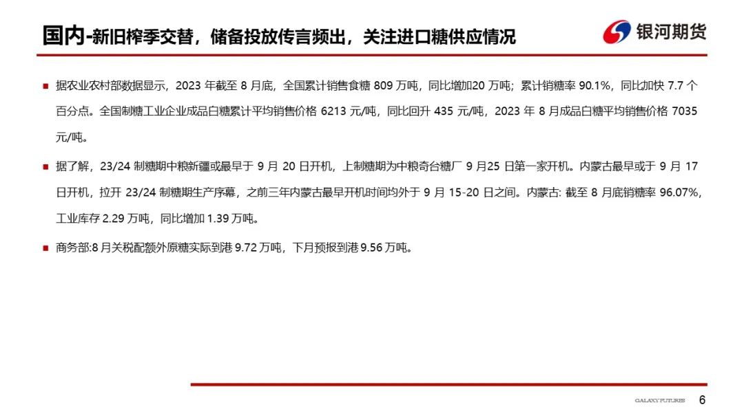 【白糖周报】新旧榨季交替、储备投放传言频出，关注进口糖到港情况