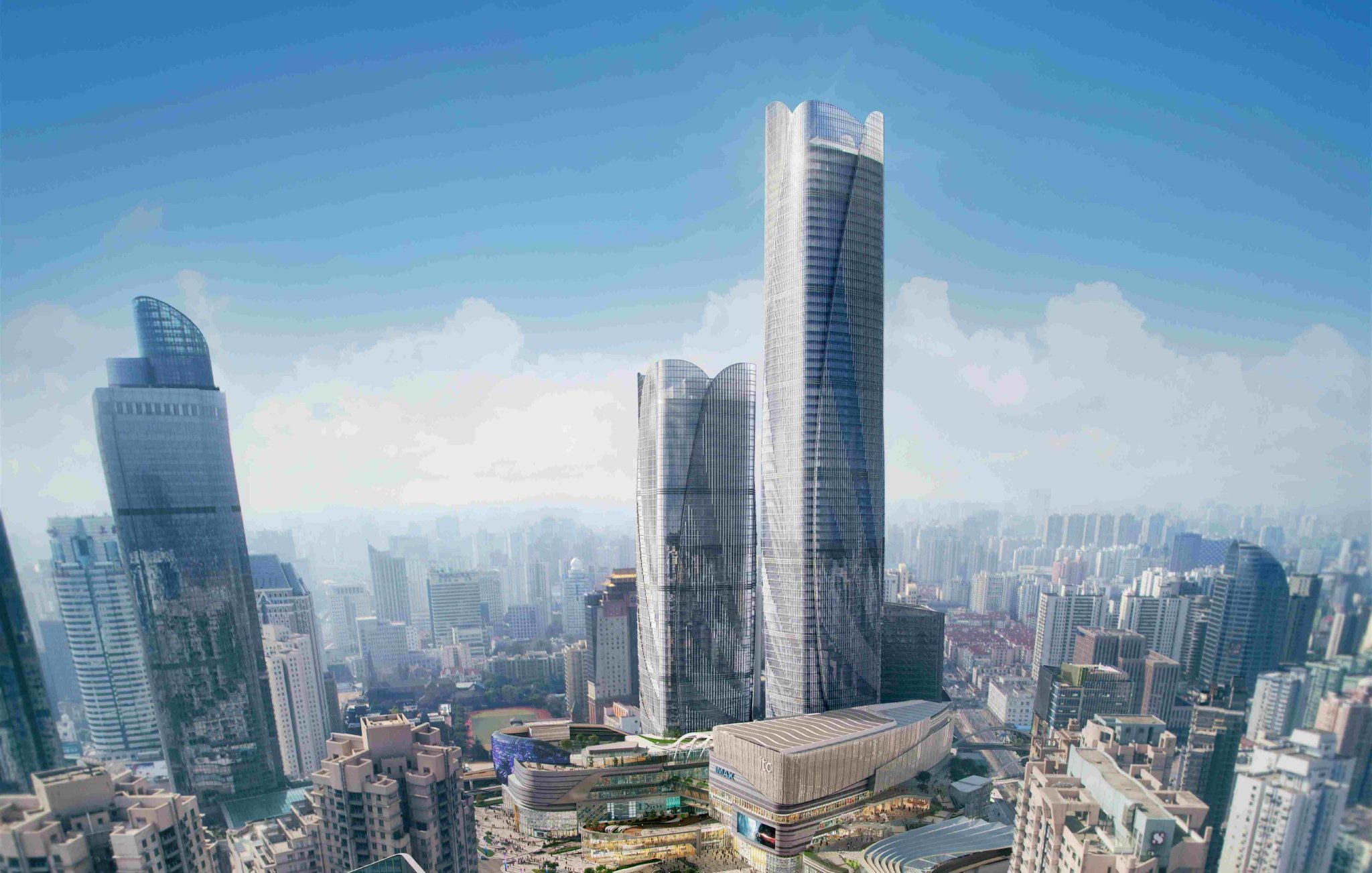 徐家汇中心370米塔楼结构封顶,20万平方旗舰商场预计明年完工