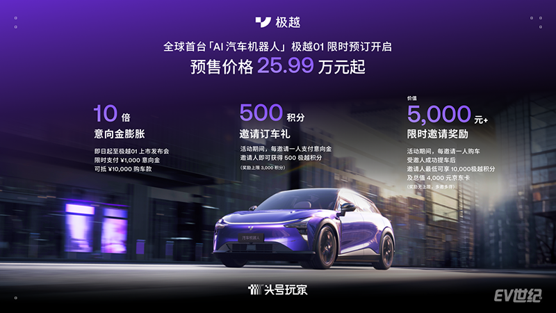 全球首台AI汽车机器人极越01开启预订