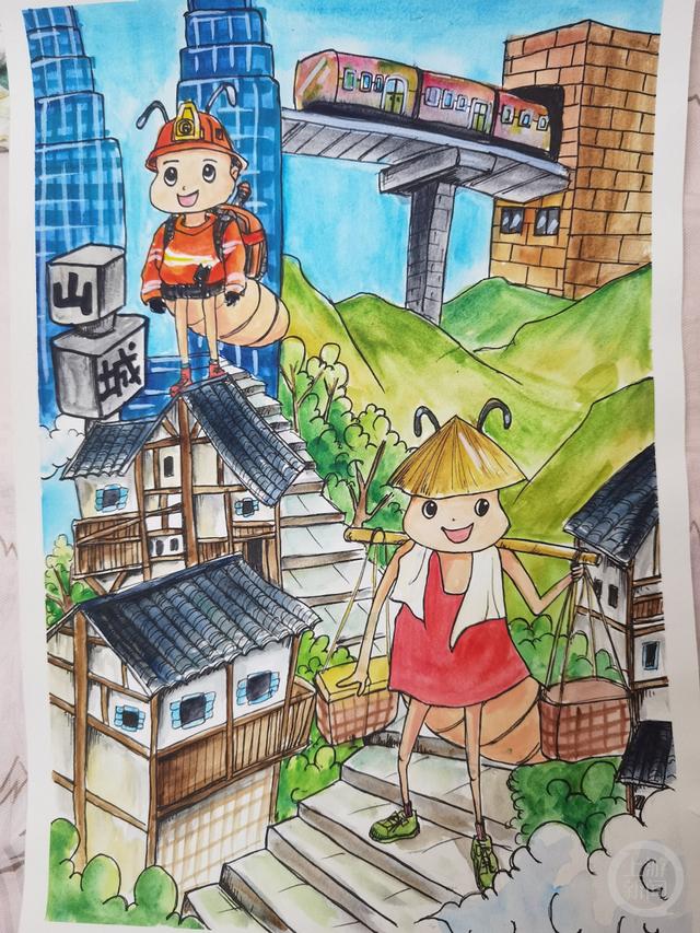 来看看孩子们画笔下的新重庆有多美!长江三峡,火锅小面都跃然纸上