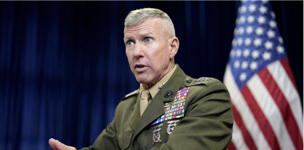 资料图:美国海军陆战队代理司令埃里克·史密斯(来源:央视今日关注)