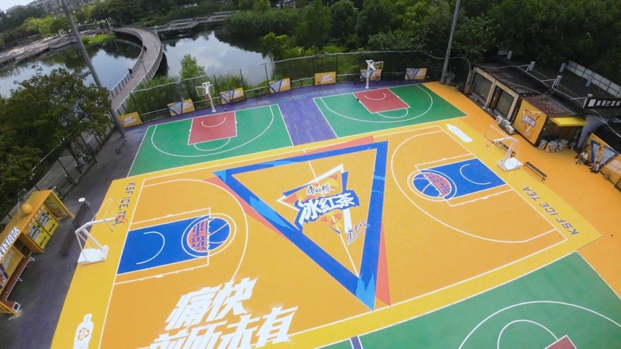 rpet环保篮球场鸟瞰图