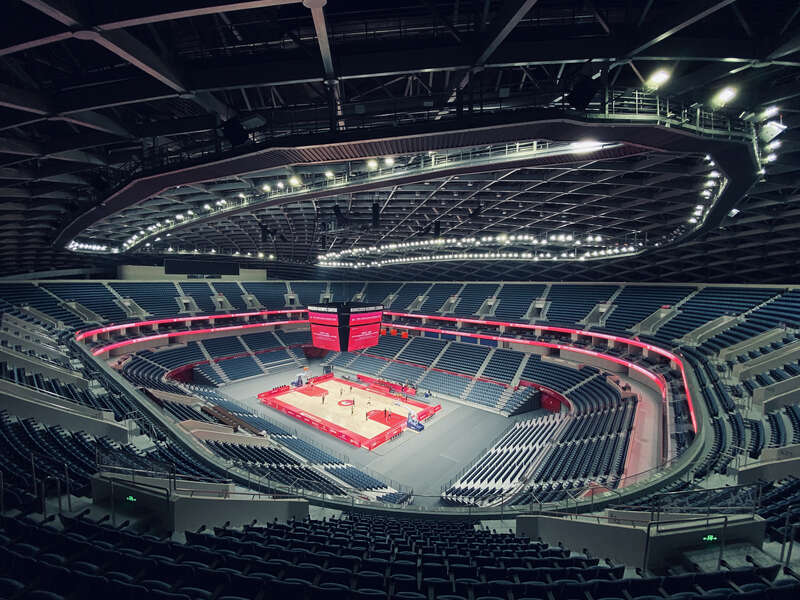 杭州奥体中心体育馆,游泳馆和综合训练馆内部结构. 郭雨桐/摄