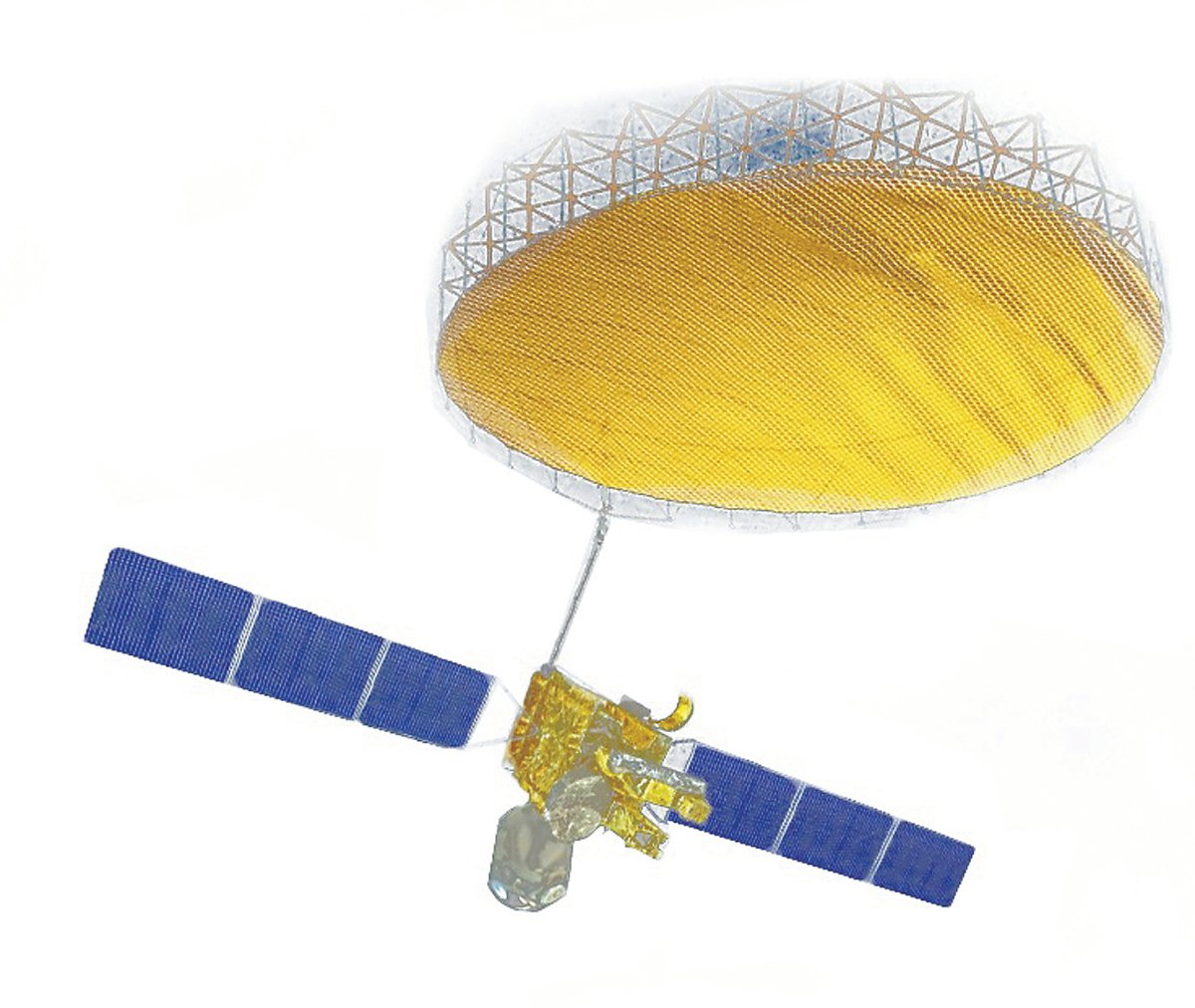采用巨大天线的天通一号移动通信卫星示意图 作者供图