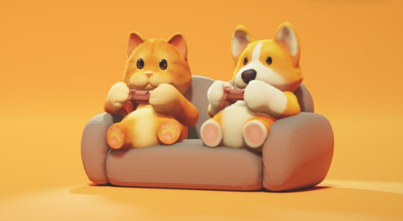 《动物派对模拟器》中柯基,鸭子的形象与