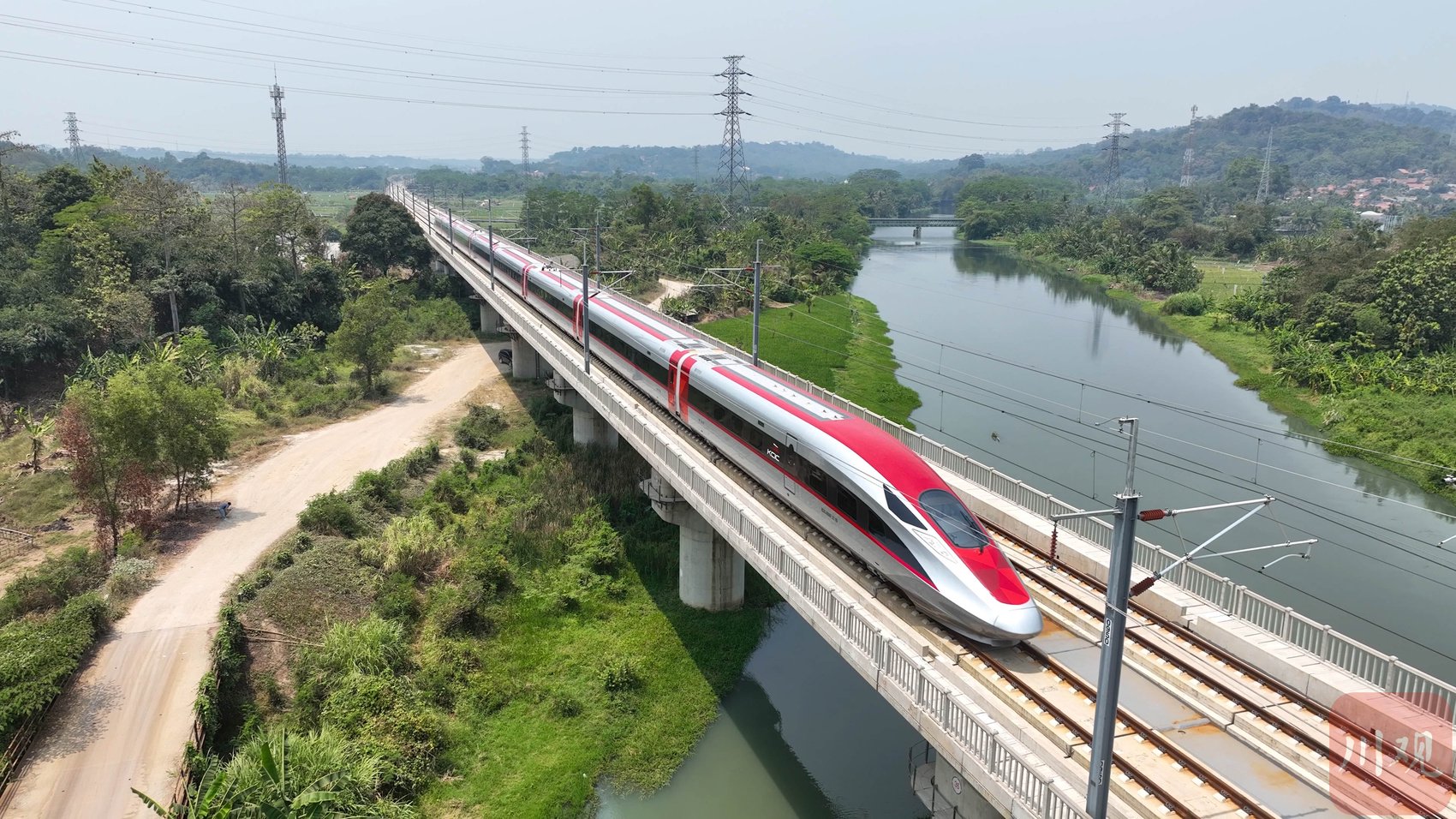 一组银红涂装,配有印度尼西亚国宝级动物"科莫多龙"纹理图案的动车组