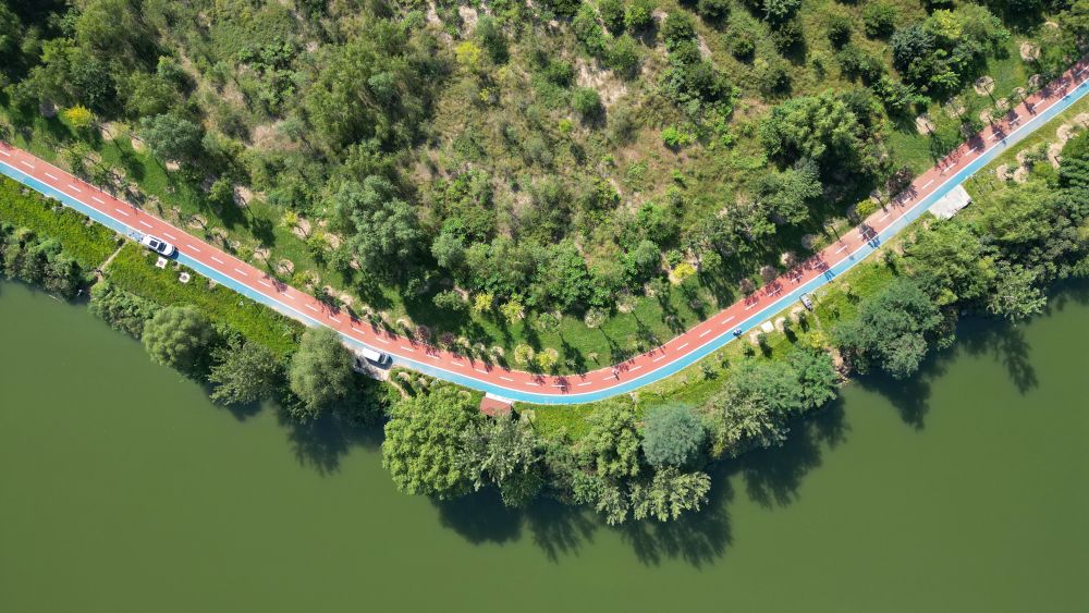 河北省乐亭县古滦河生态公园(9月28日摄,无人机照片).