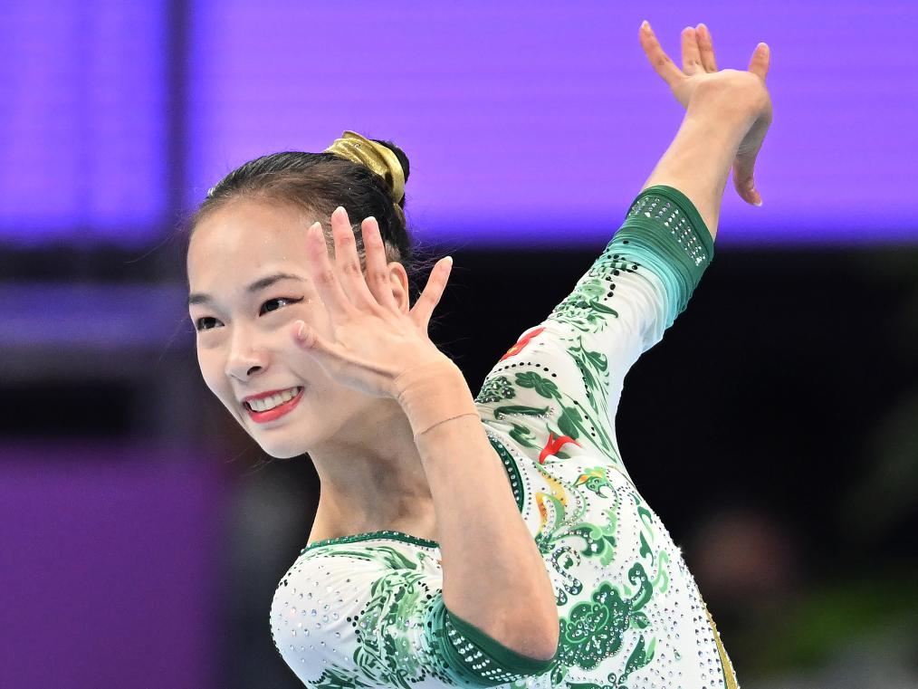 9月29日,中国选手章瑾在杭州亚运会体操项目女子自由操决赛中.