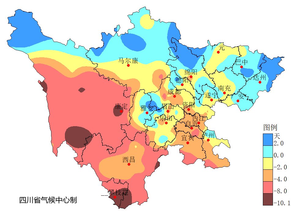 9月四川省降水日数距平分布图