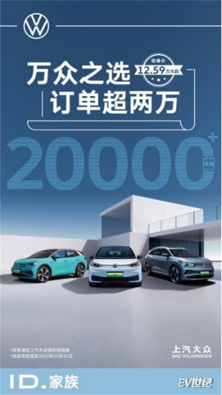 再上新台阶 上汽大众ID.家族9月订单超2万