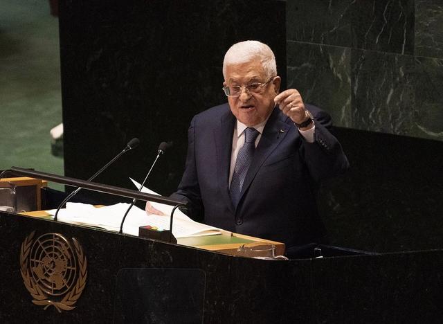 当地时间2023年9月21日,巴勒斯坦总统阿巴斯在第78届联合国大会一般性