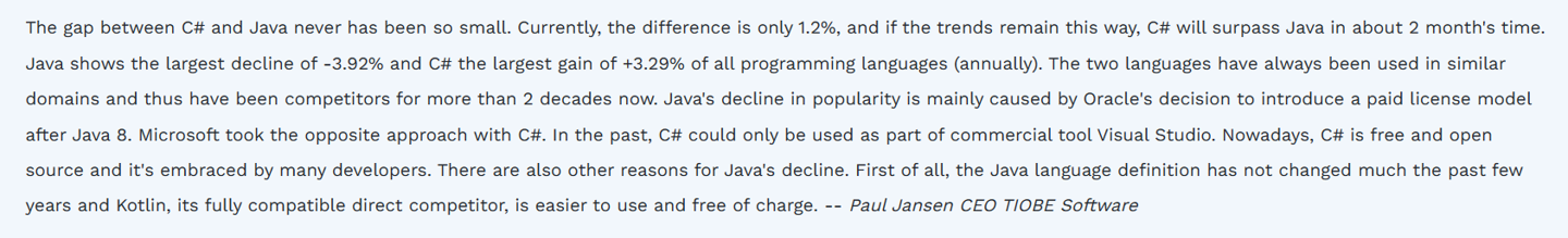 tiobe排行榜_TIOBE发布10月编程语言排行榜:Java占比下跌3.92%成第四,C++...