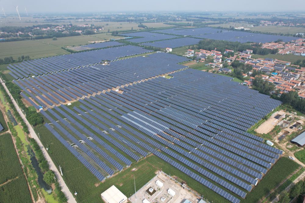 在郓城鑫华40兆瓦农光互补光伏电站,100多座农业大棚顶上建设光伏电板