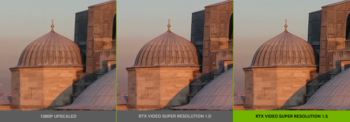 英伟达 RTX VSR 新特性：1080p 显示器看 1080p 直播时增强视频效果