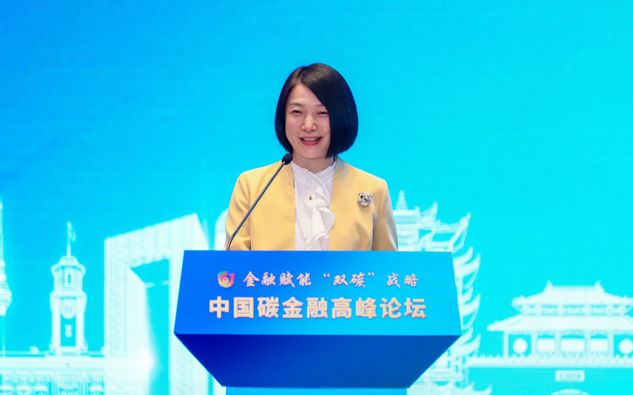 中央财经大学绿色金融国际研究院院长王遥发表演讲.图/主办方供图