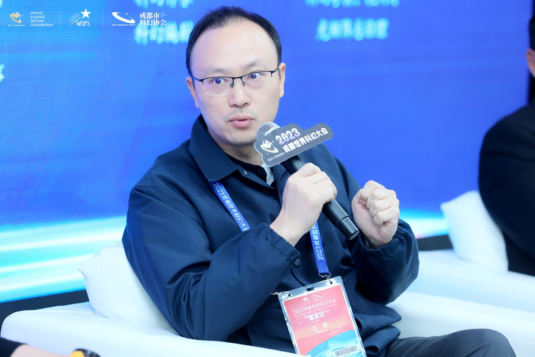 银河奖得主,科幻作家江波. 图片来源:主办方供图