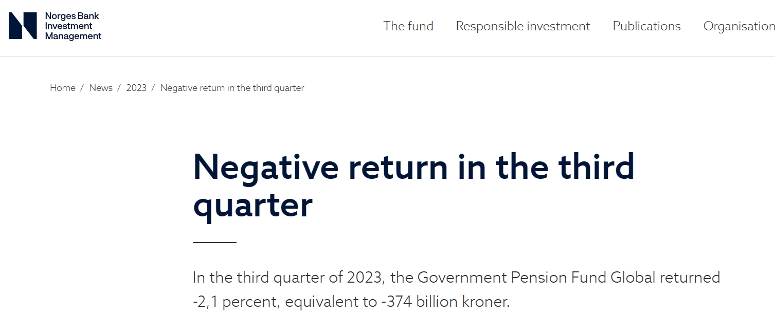 全球最大主权基金三季度亏损近340亿美元对巴以冲突充满担忧