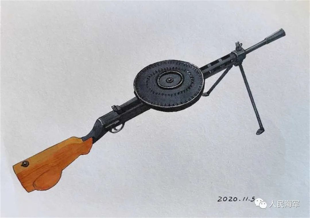 手绘捷格加廖夫轻机枪